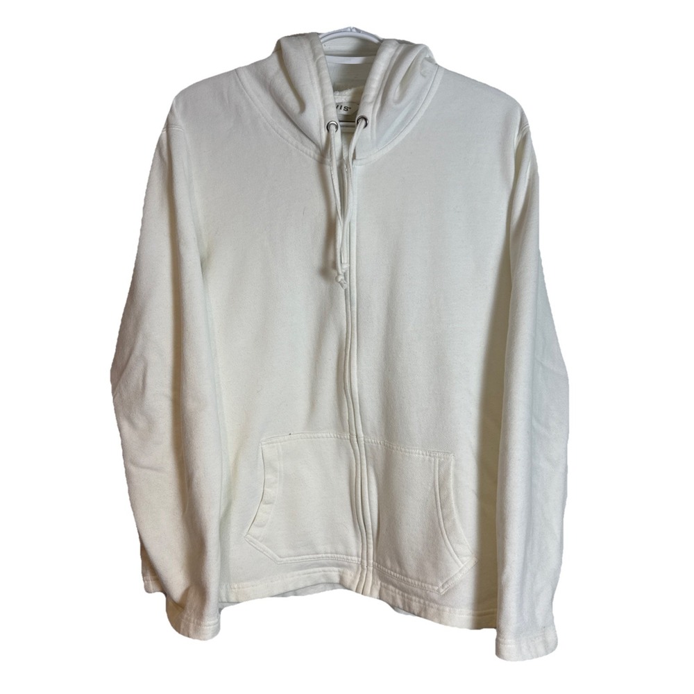 Orvis White Full Zip Hoodie Sweatshirt Men's XL Pockets Cotton Polyester
